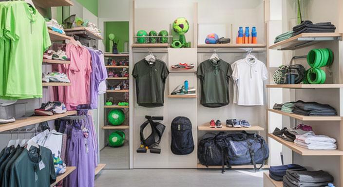 Sportartikelen en sportkleding overzichtelijk gepresenteerd in een winkel in Vlagtwedde
